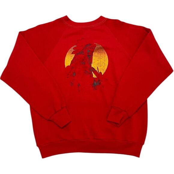 Red Native Sunset Graphic 80s Vintage Crewneck - Picture 1 of 3